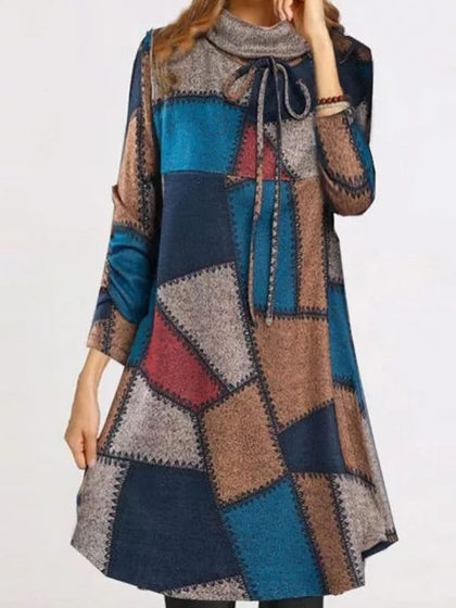 Long Sleeve Vintage Turtleneck Dresses