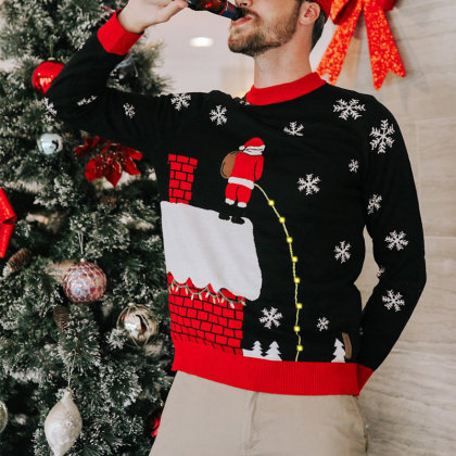 Sudadera Fea Con Estampado Navideño Masculino Y Femenino