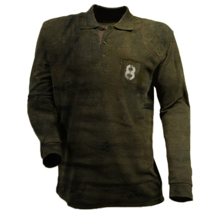 Men's retro casual lapel long sleeve T-shirt