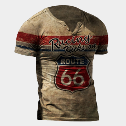 Mens outdoor vintage engine oil print shirt