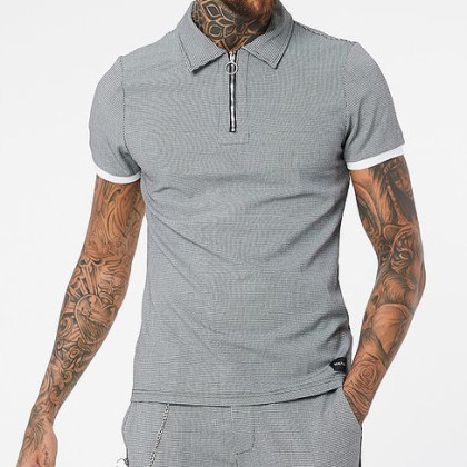 Color Block Short Sleeve Polo Shirt