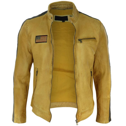 Mens Outdoor Cold-proof Motorcycle Leather Jacket