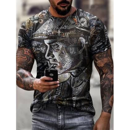 Designer vintage Sherlock Holmes print T-shirt